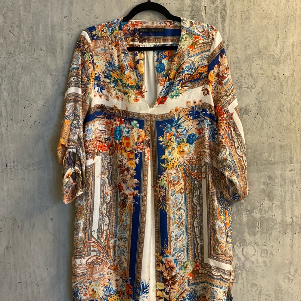 Printed Silk Zara Basic Blouse with pockets